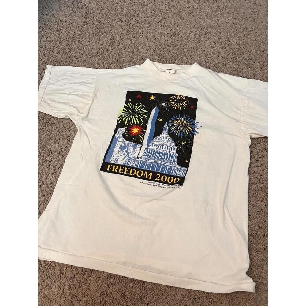 Vintage Freedom 2000 National Federation For The Blind Tee Active T Shirt Size L